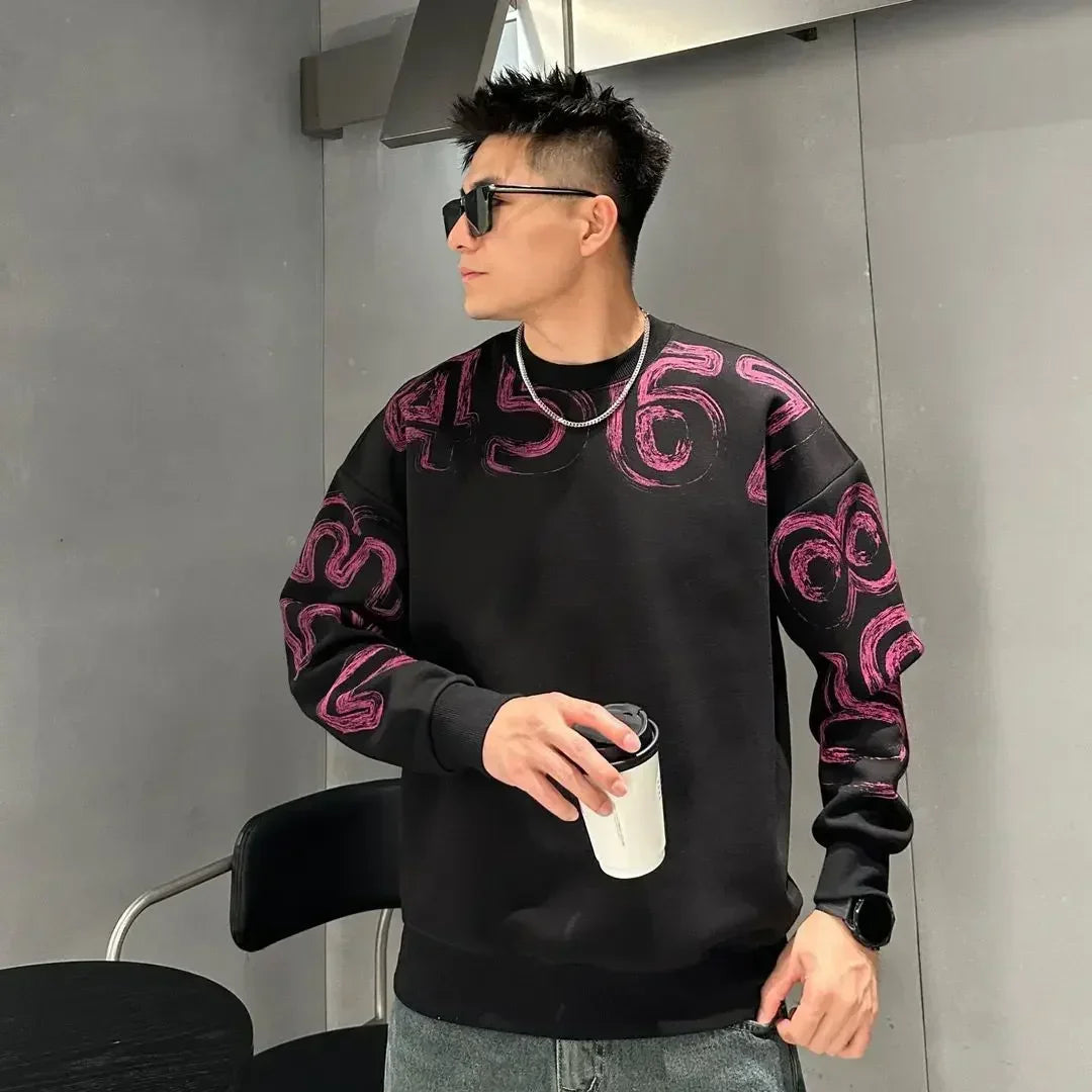 Men's T-shirts Baggy Sweatshirt Round Neck Long Sleeve Male Pullover Fashion Trends 2024 Casual One Piece Original Emo Clothing