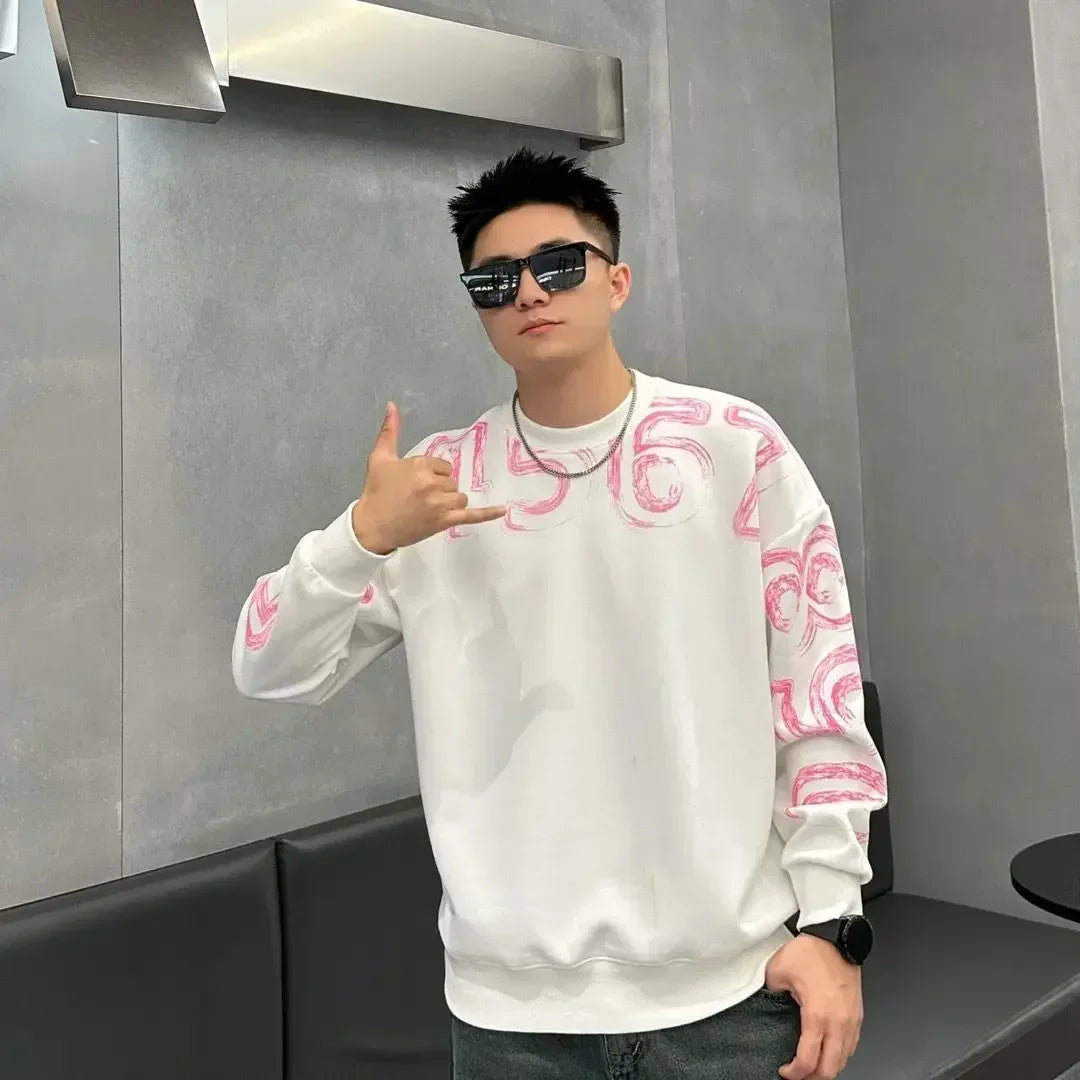 Men's T-shirts Baggy Sweatshirt Round Neck Long Sleeve Male Pullover Fashion Trends 2024 Casual One Piece Original Emo Clothing