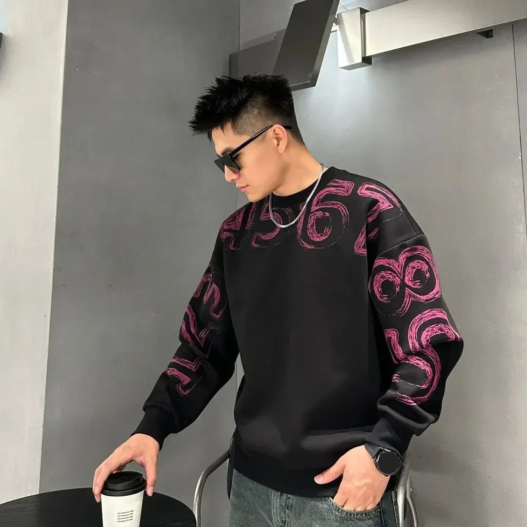 Men's T-shirts Baggy Sweatshirt Round Neck Long Sleeve Male Pullover Fashion Trends 2024 Casual One Piece Original Emo Clothing
