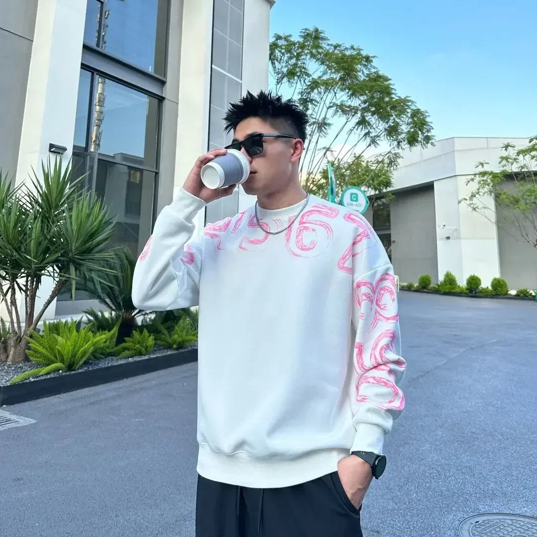 Men's T-shirts Baggy Sweatshirt Round Neck Long Sleeve Male Pullover Fashion Trends 2024 Casual One Piece Original Emo Clothing